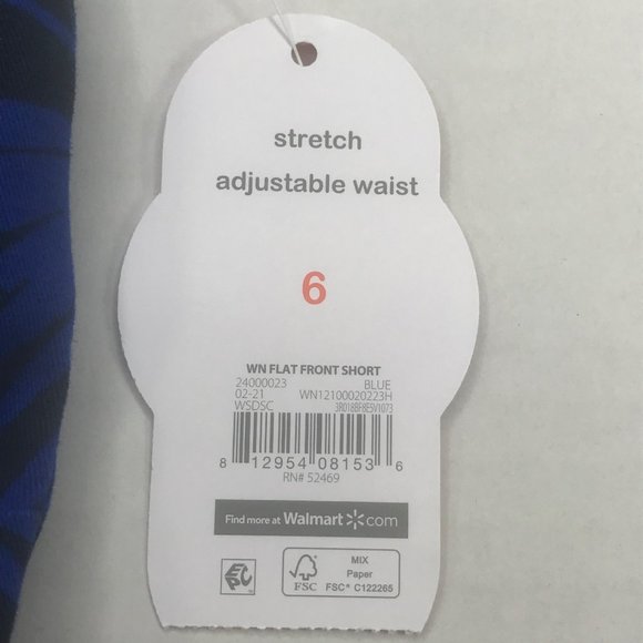 Wonder Nation Boy's Size 6 Adjustable Waist Flat Front Short Blue Palm Leaf New - Picture 4 of 13